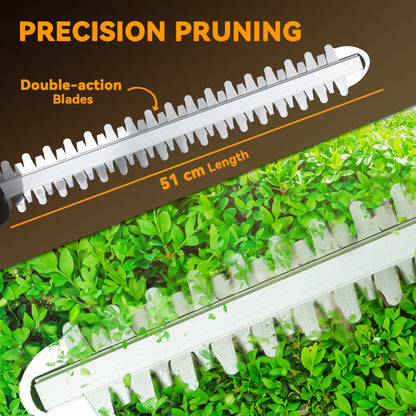 Cordless Hedge Trimmer with Brushless Motor, Orange