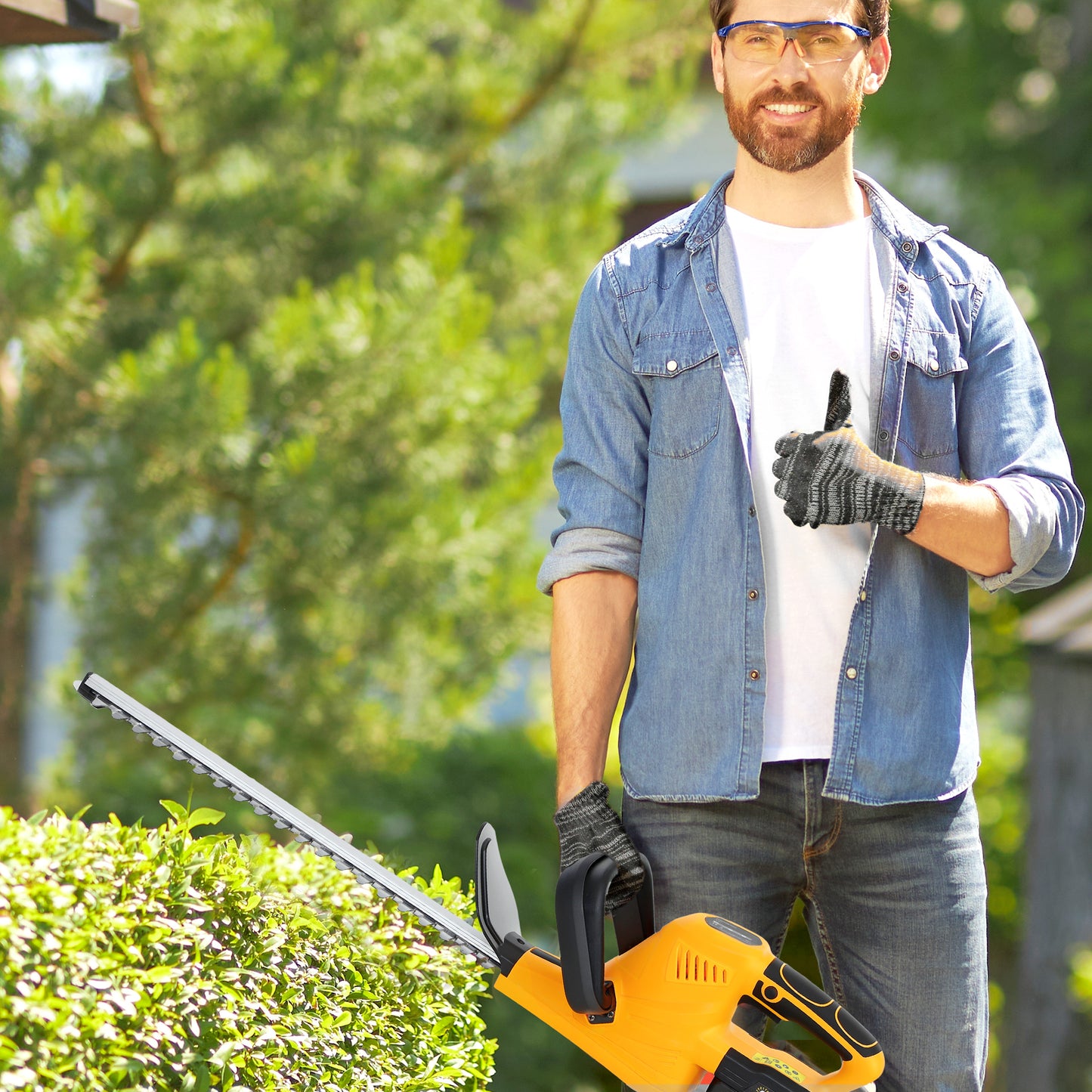 Cordless Hedge Trimmer with Brushless Motor, Orange
