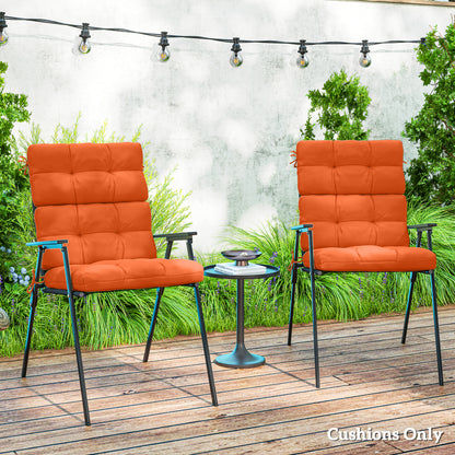 2pc Outdoor Seat Cushion with Backrest, Ties, for Garden, Orange