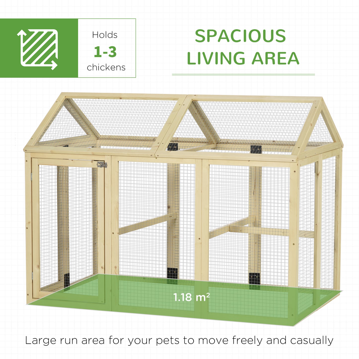 Chicken Run, Wooden Chicken Coop w/ Combinable Design-Natural Wood Finish