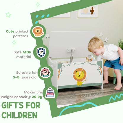 Toy Box with Lid, Safety Hinges for Kids, Nursery, Bedroom, Green