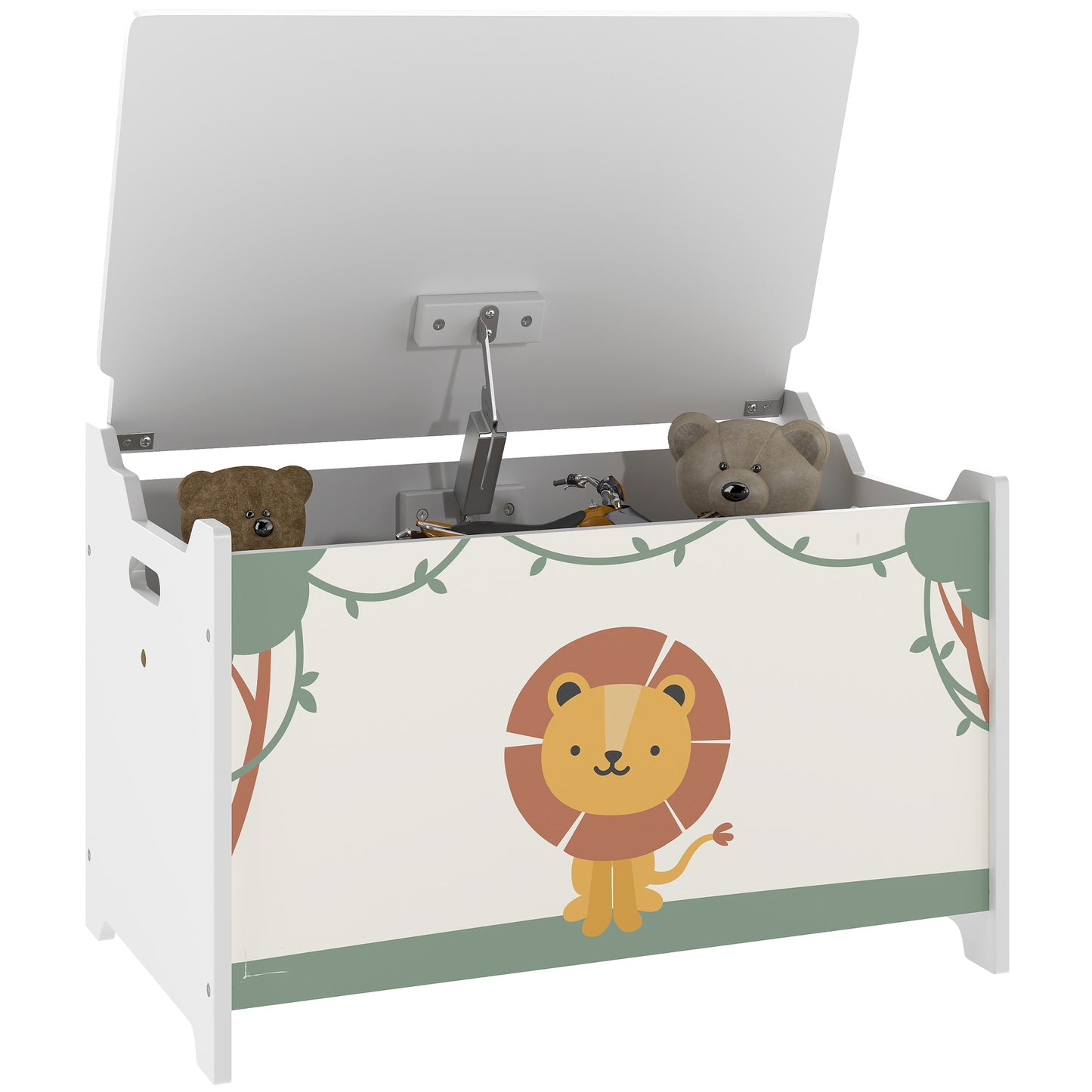 Toy Box with Lid, Safety Hinges for Kids, Nursery, Bedroom, Green