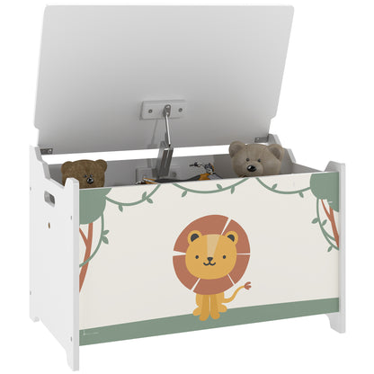 Toy Box with Lid, Safety Hinges for Kids, Nursery, Bedroom, Green