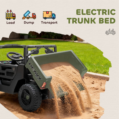 12V Kids Ride on Car, Kids UTV with Electric Dump Bed, Green