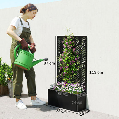 Metal Raised Garden Bed with Trellis, Outdoor Elevated Planter Box