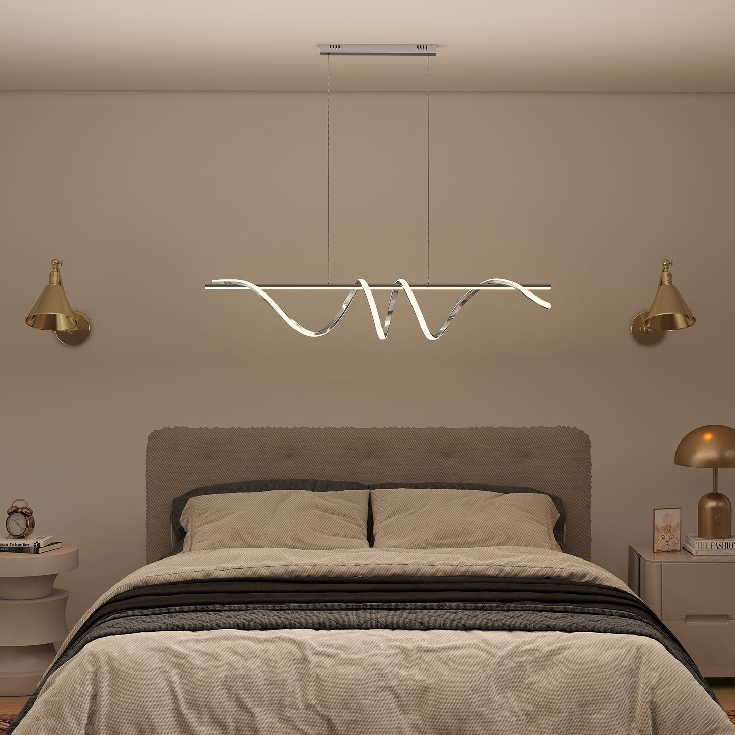 Pendant Light, Ceiling Light with 3 Colour Temperatures, Silver Tone
