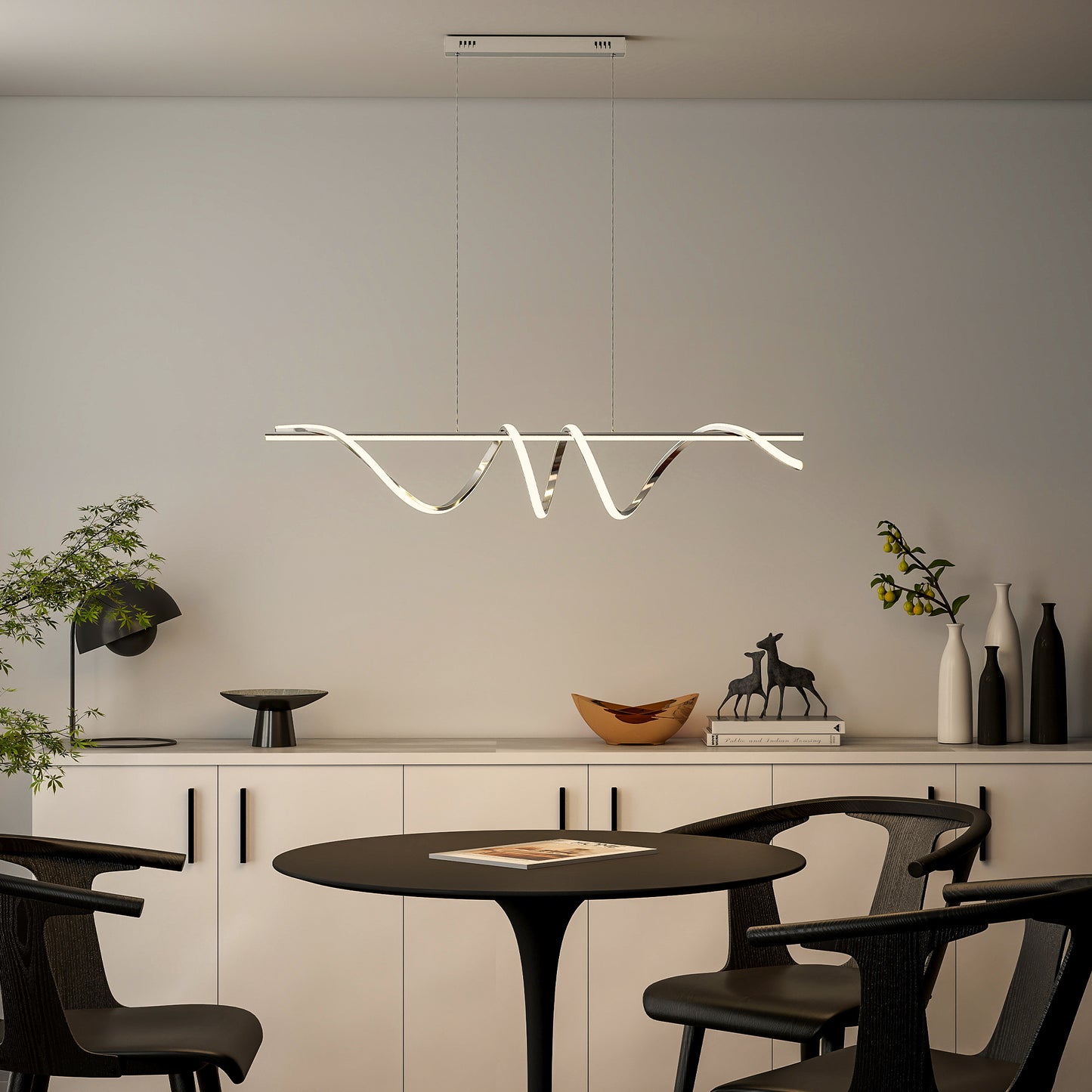 Pendant Light, Ceiling Light with 3 Colour Temperatures, Silver Tone