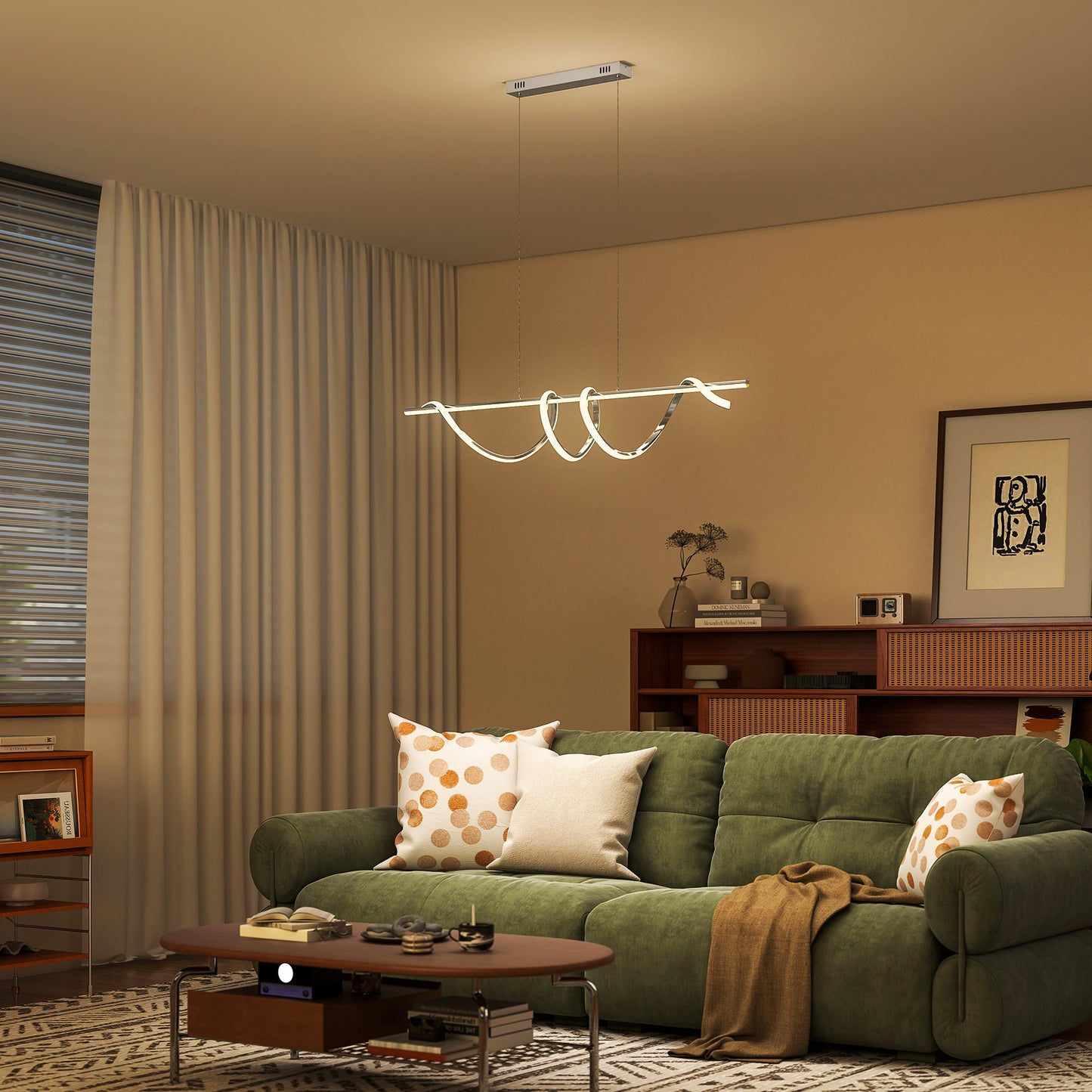 Pendant Light, Ceiling Light with 3 Colour Temperatures, Silver Tone