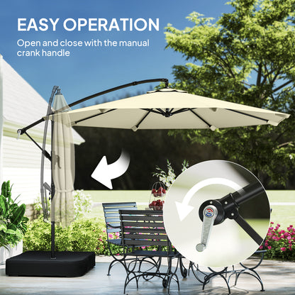 3 m Garden Cantilever Parasol with Sandbag, 360 Degree Rotation