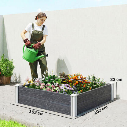 Vinyl Raised Garden Bed Kit, 3 x 3 x 1ft Modular Garden Box
