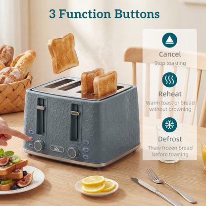 Kettle and Toaster Set with Strix Thermostat, Crumb Tray, Grey