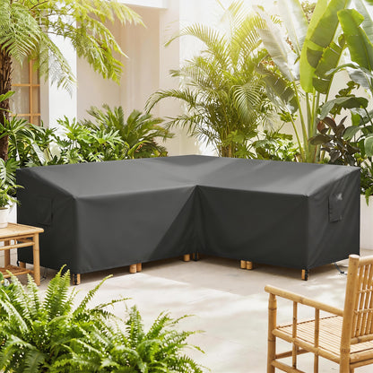 V-Shaped Sectional Sofa Cover Waterproof Anti-UV, Black