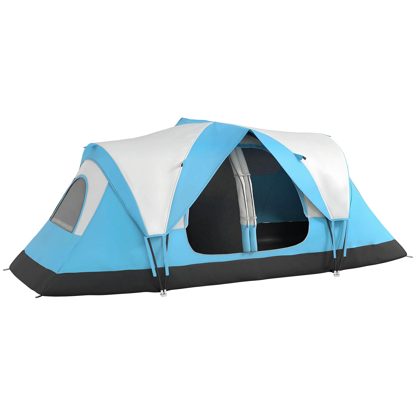 2 Room Camping Tent with Waterproof Rainfly & Screen Panels, Blue
