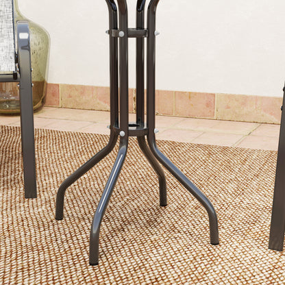 Garden Bistro Set, Small Garden Set w/ Stackable Chairs, Dark Grey