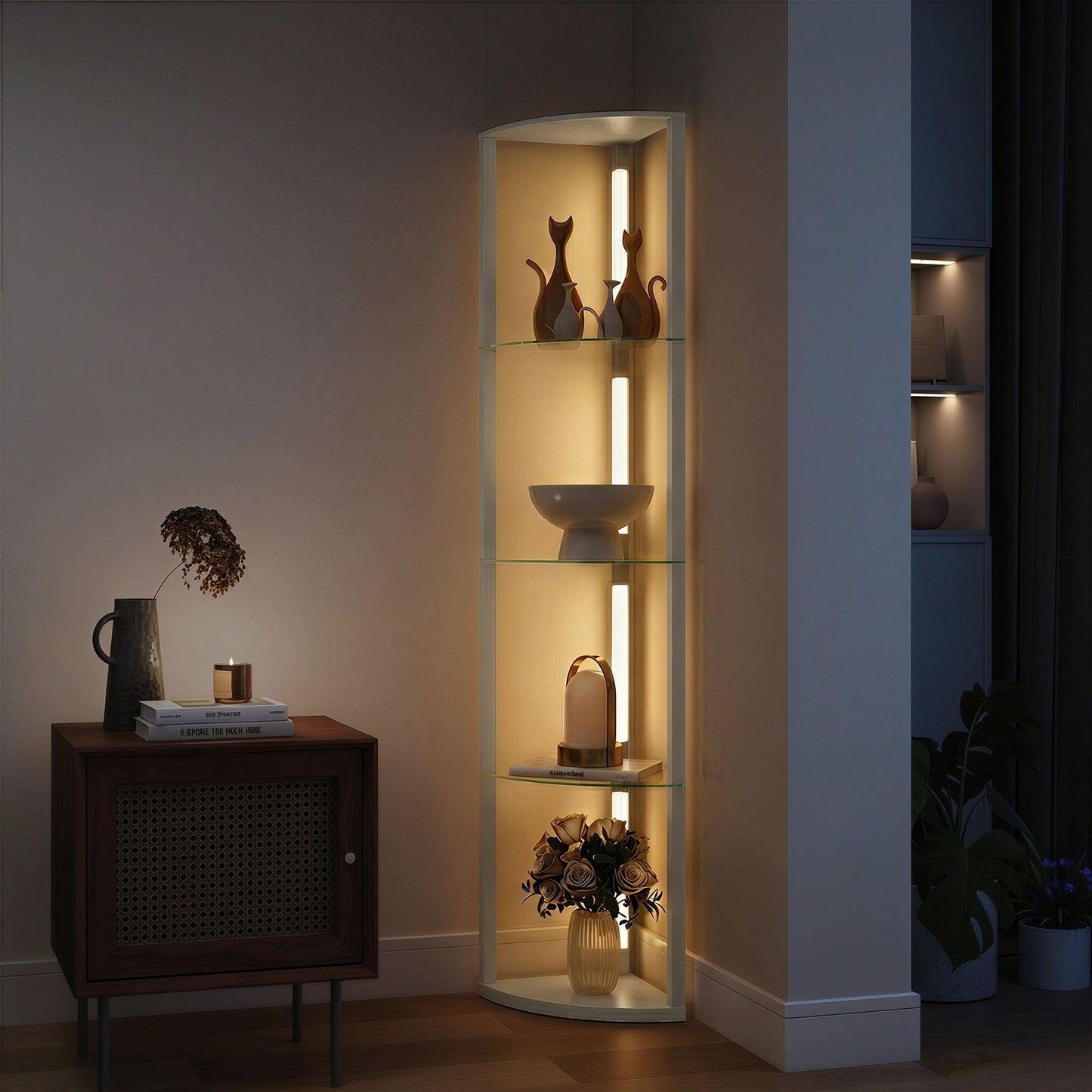 LED Floor Lamp with Shelves, Dimmable Standing Lamp with Foot Switch