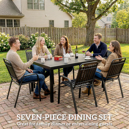 Garden Table and Chairs Set for 6 with Umbrella Hole