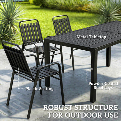 Garden Table and Chairs Set for 6 with Umbrella Hole