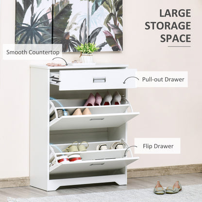 Tipping Shoe Cabinet Hall Organizer with Flip Drawers for Entry 16 Pairs