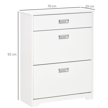 Tipping Shoe Cabinet Hall Organizer with Flip Drawers for Entry 16 Pairs