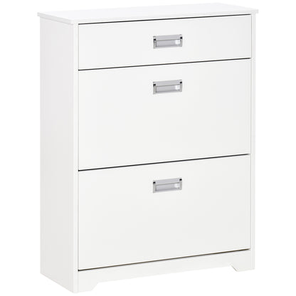 Tipping Shoe Cabinet Hall Organizer with Flip Drawers for Entry 16 Pairs