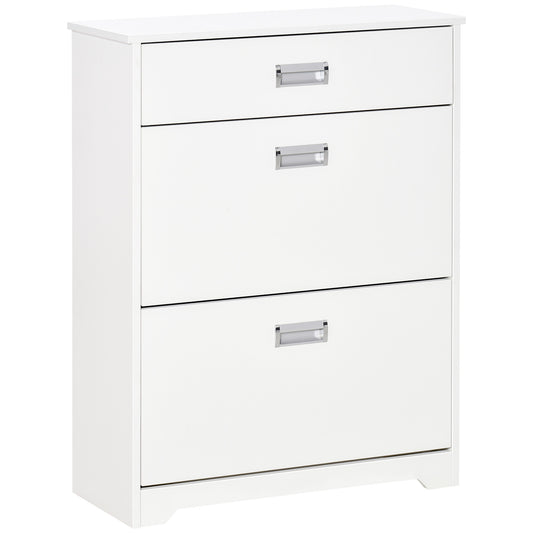 Tipping Shoe Cabinet Hall Organizer with Flip Drawers for Entry 16 Pairs