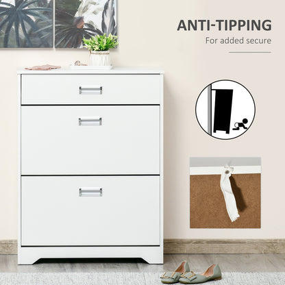 Tipping Shoe Cabinet Hall Organizer with Flip Drawers for Entry 16 Pairs