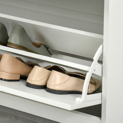 Tipping Shoe Cabinet Hall Organizer with Flip Drawers for Entry 16 Pairs