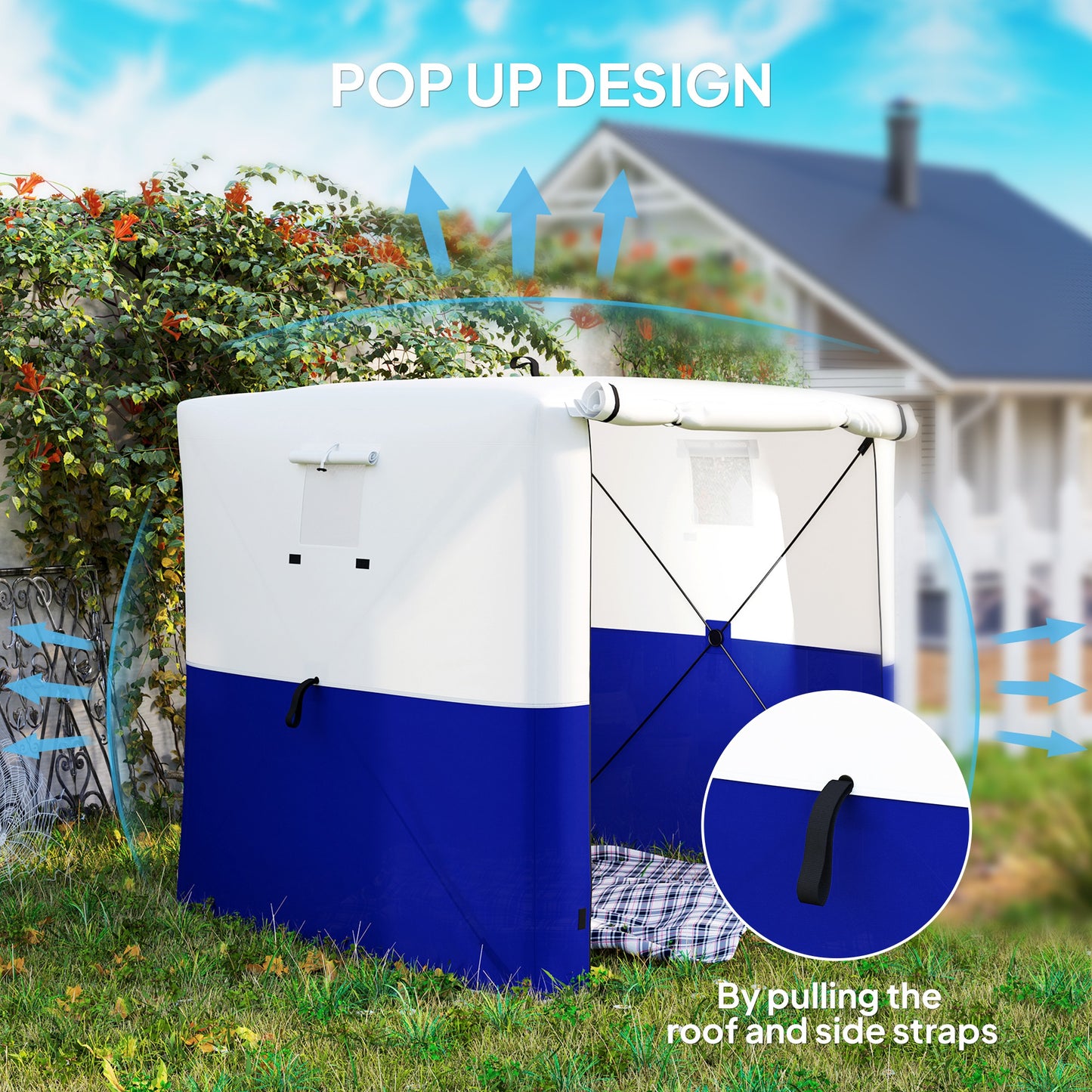 2 x 2m Pop Up Gazebo with Sides Easy up Party Tent, Blue