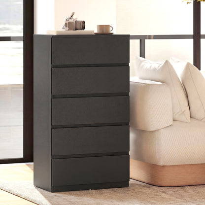 Bedroom Chest of Drawers, 5 Drawers Dresser, Drawer Unit, Black