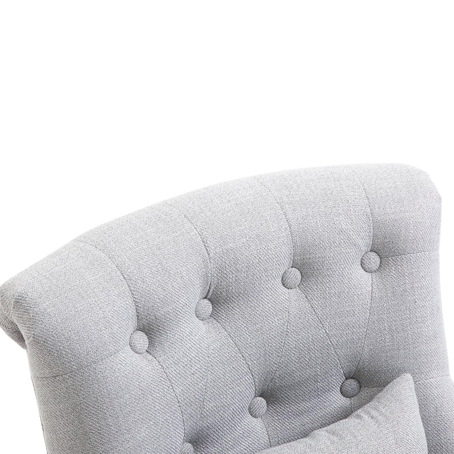 Fabric Single Sofa Upholstered with Pillow Wood Leg Grey