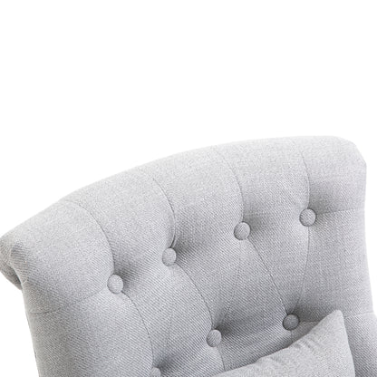Fabric Single Sofa Upholstered with Pillow Wood Leg Grey