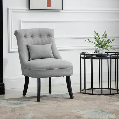 Fabric Single Sofa Upholstered with Pillow Wood Leg Grey