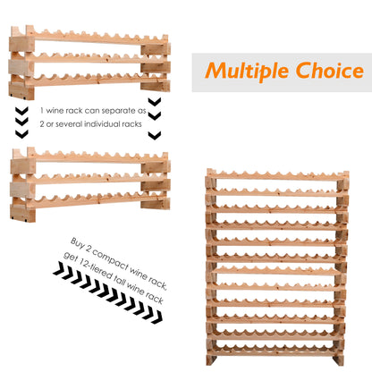 72 Bottle Shelf Wine Rack Holder Standing Holds Storage Pine Wood Cellar