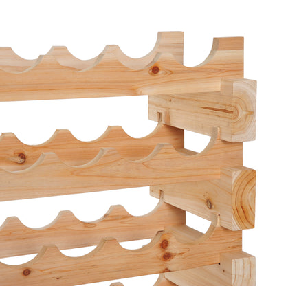 72 Bottle Shelf Wine Rack Holder Standing Holds Storage Pine Wood Cellar
