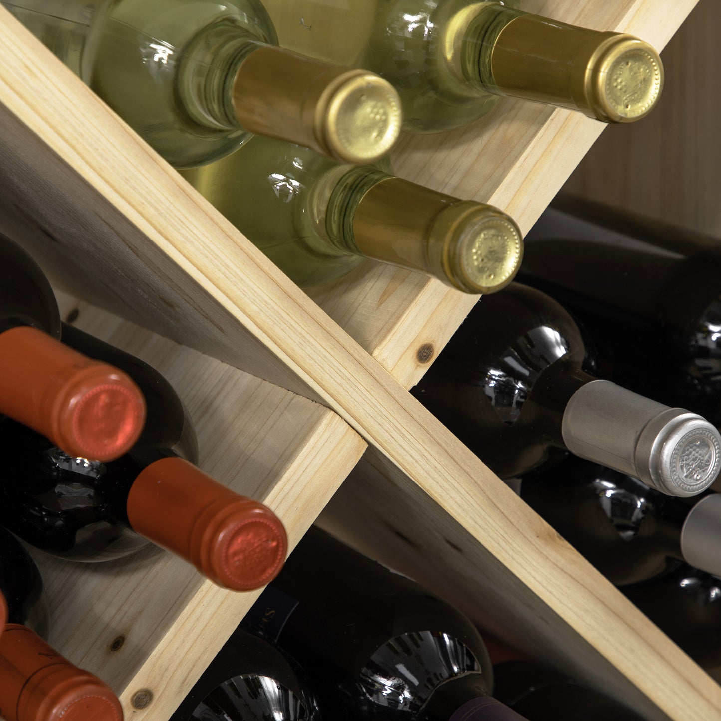 24 BottleWine Rack, X-cube Wine Holder for Kitchen, Natural