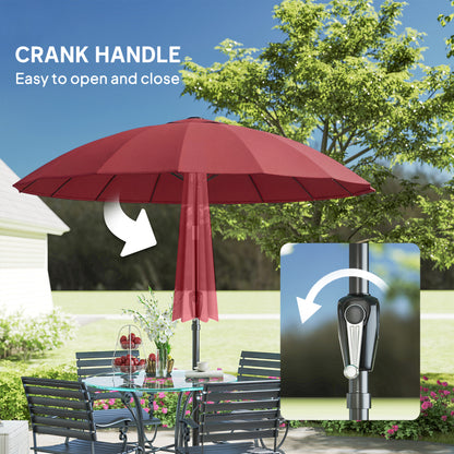 2m Shanghai Garden Parasol Umbrella, Outdoor Sun Shade, Wine Red
