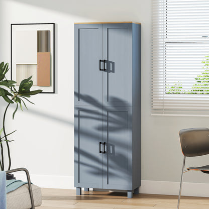 Modern Kitchen Cupboard Storage Cabinet with 4 Shelves, Grey