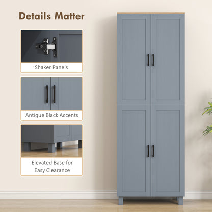 Modern Kitchen Cupboard Storage Cabinet with 4 Shelves, Grey