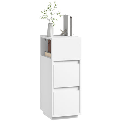Slim Bedside Table, Bedside Cabinet with Open Shelf and 2 Drawers