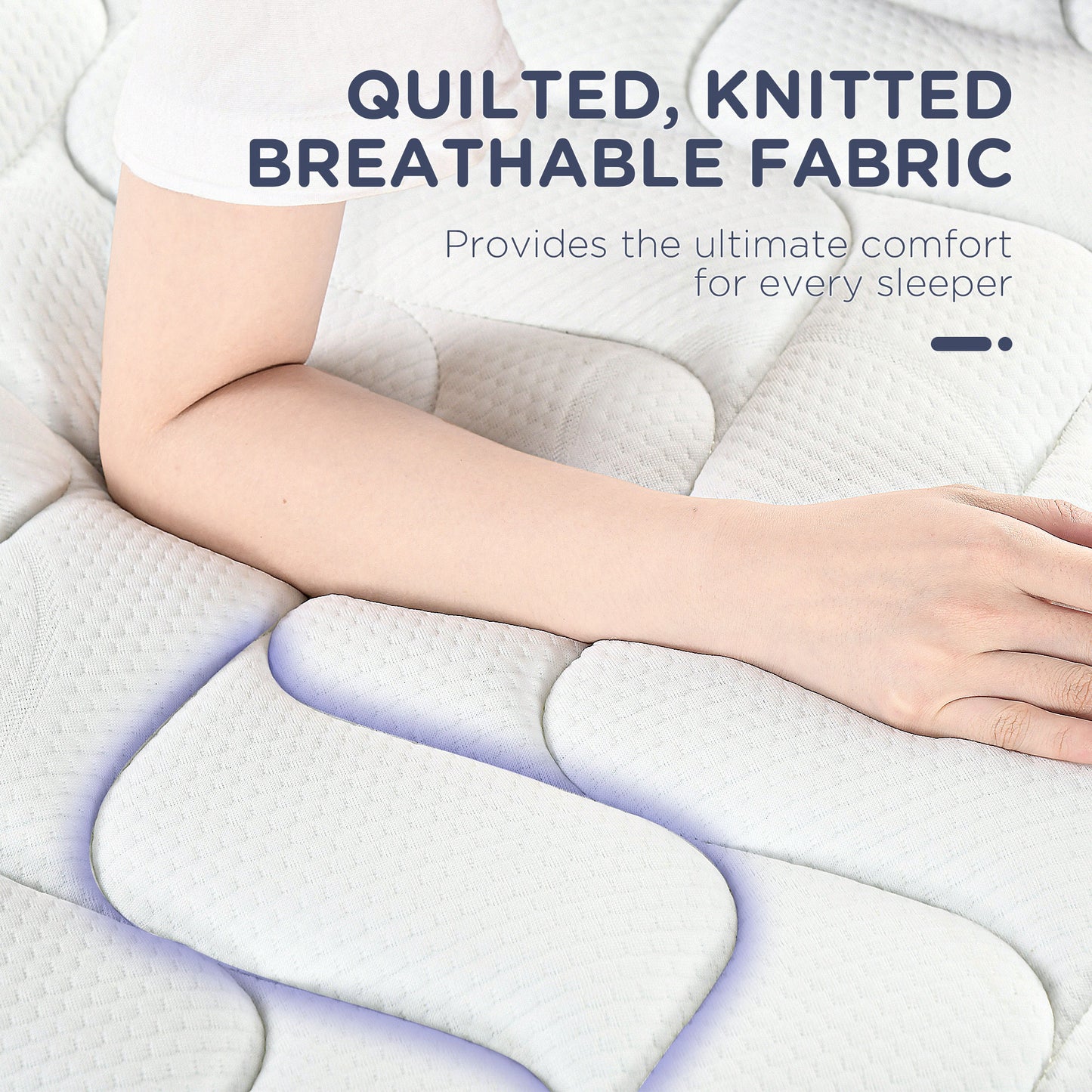 King Mattress, Pocket Sprung Mattress in a Box with Breathable Foam and Individually Wrapped Spring, 200cmx150cmx22.5cm, White