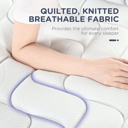 King Mattress, Pocket Sprung Mattress in a Box with Breathable Foam and Individually Wrapped Spring, 200cmx150cmx22.5cm, White