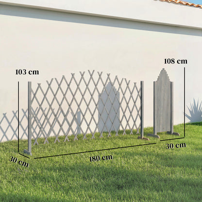 Wooden Expanding Fence Panels, 180 x 30 x 103cm, Dark Grey
