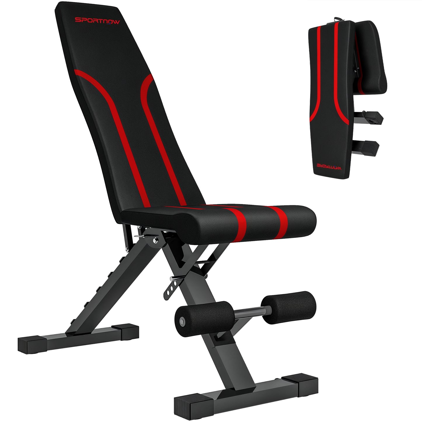 Foldable Weight Bench with 6-Level Backrest, Leg Extension