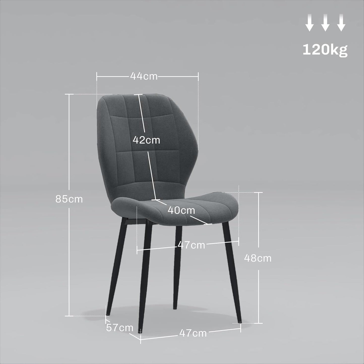 Set of Four Flannel Relaxed Tub Dining Chairs - Grey (In Stock - Available Now)