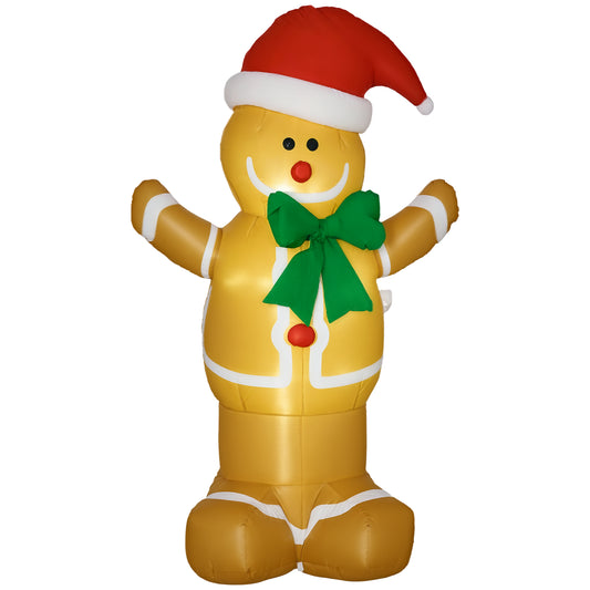 6ft Christmas Inflatable Gingerbread Man & Santa Hat w/ LED Lights