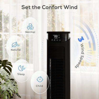 Tower Fan with WiFi Control 116 cm Black