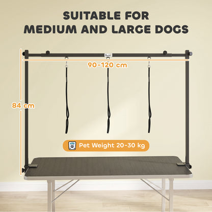 Dog Grooming Arm with Clamp H-Shape, Adjustable Dog Grooming Table Arm with 3 Loop Nooses for Large and Medium Pets, Adjustable Height 0-84 cm, Black
