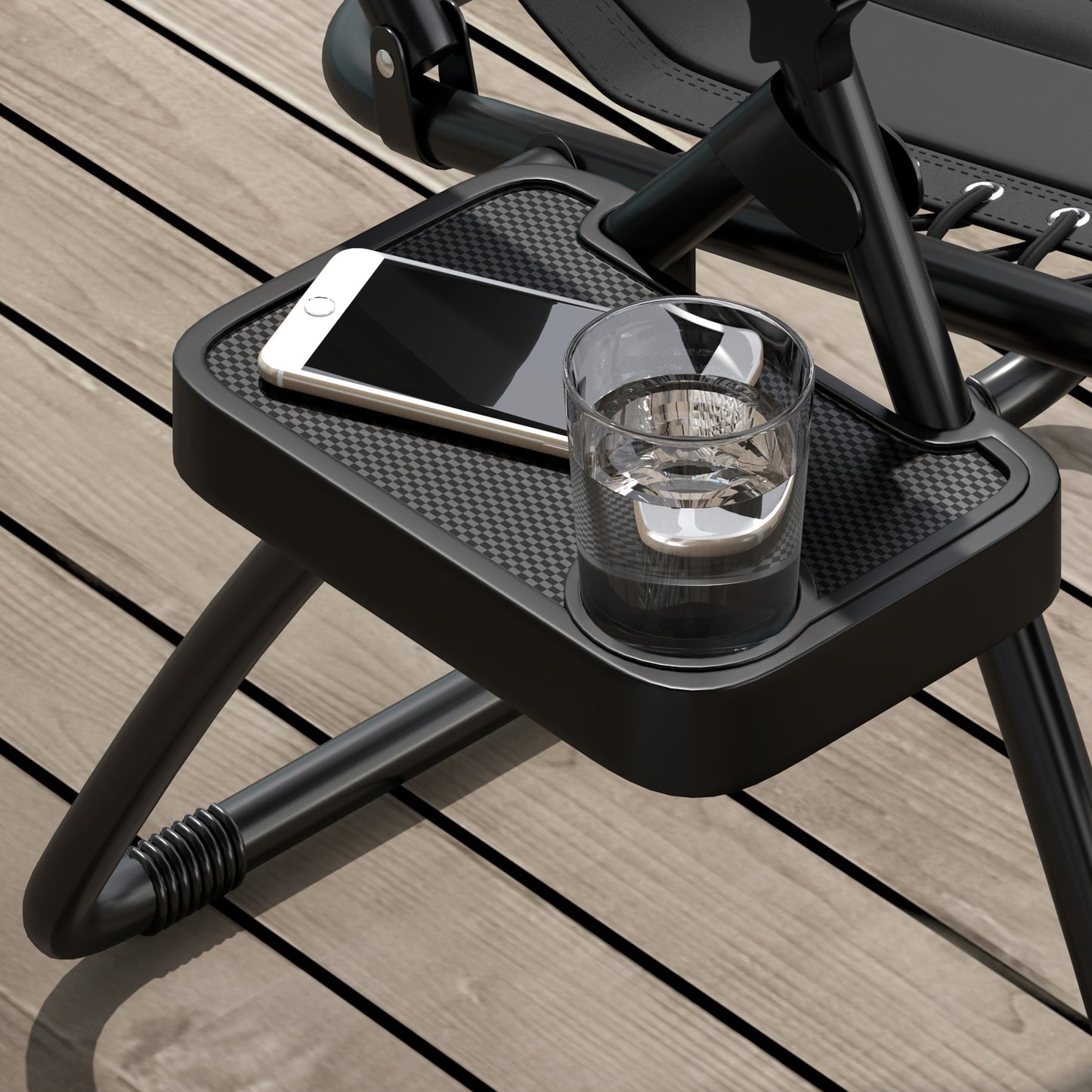 Zero Gravity Lounger Folding Recliner Chair w/ Cup Holder Black