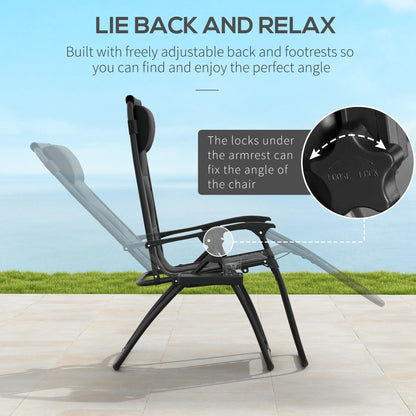 Zero Gravity Lounger Folding Recliner Chair w/ Cup Holder Black
