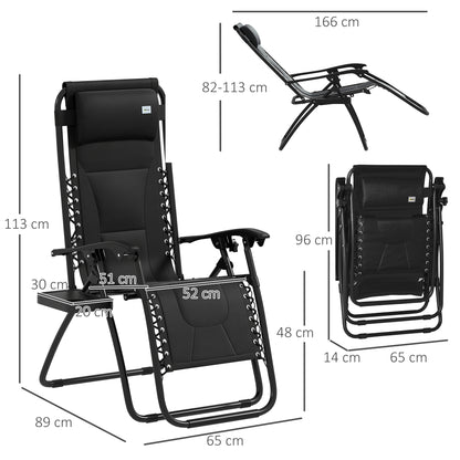 Zero Gravity Lounger Folding Recliner Chair w/ Cup Holder Black